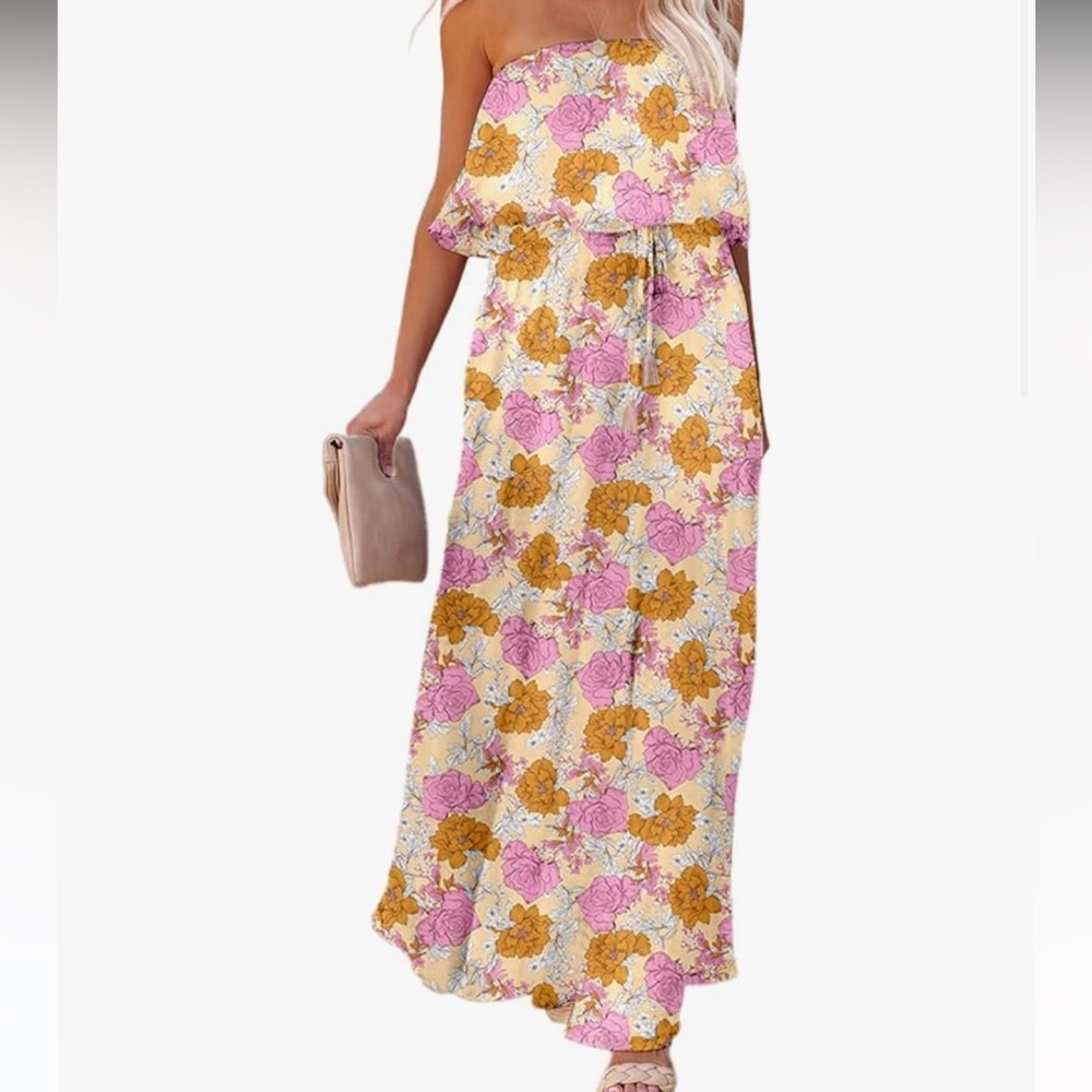 Dokotoo Floral Boho Maxi Dress Strapless Dress - Picture 2 of 4